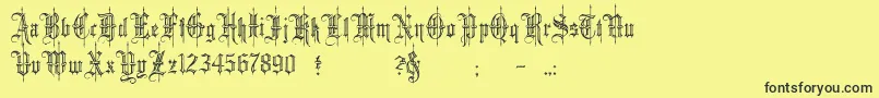 minster6-Schriftart – Schwarze Schriften auf gelbem Hintergrund