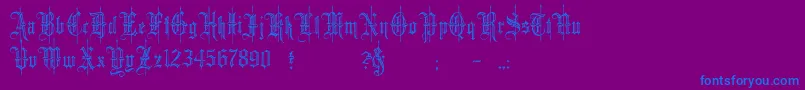 minster6 Font – Blue Fonts on Purple Background