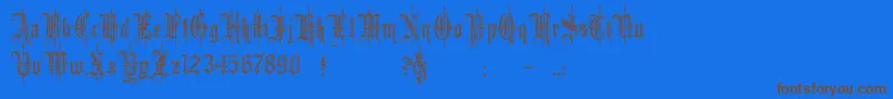 minster6-Schriftart – Braune Schriften auf blauem Hintergrund