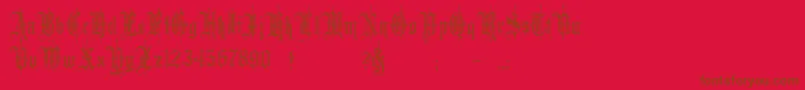 minster6-Schriftart – Braune Schriften auf rotem Hintergrund