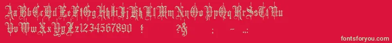 minster6-Schriftart – Grüne Schriften auf rotem Hintergrund