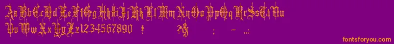 minster6-Schriftart – Orangefarbene Schriften auf violettem Hintergrund