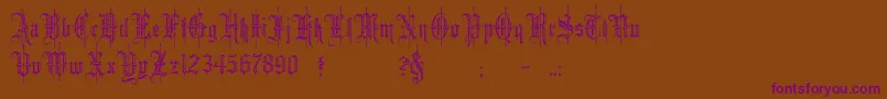 minster6 Font – Purple Fonts on Brown Background