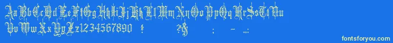 minster6 Font – Yellow Fonts on Blue Background