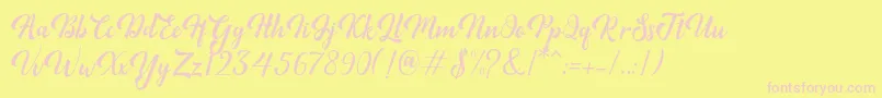 Minthas Font – Pink Fonts on Yellow Background