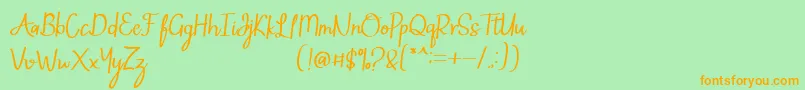Mintlic-Schriftart – Orangefarbene Schriften auf grünem Hintergrund