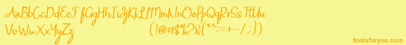 フォントMintlic – オレンジの文字が黄色の背景にあります。