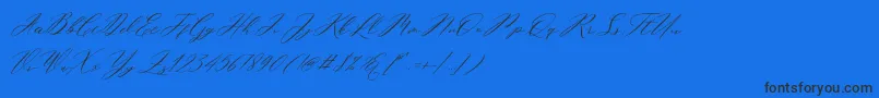 Miolleta Demo-Schriftart – Schwarze Schriften auf blauem Hintergrund