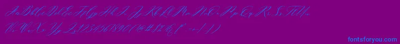 Miolleta Demo-Schriftart – Blaue Schriften auf violettem Hintergrund