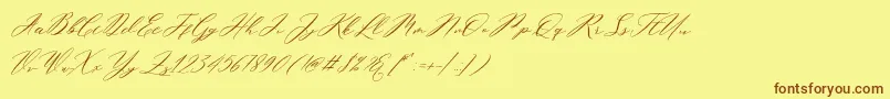 Miolleta Demo-Schriftart – Braune Schriften auf gelbem Hintergrund