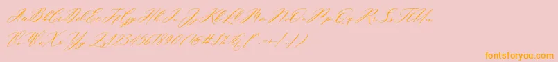 Miolleta Demo-Schriftart – Orangefarbene Schriften auf rosa Hintergrund