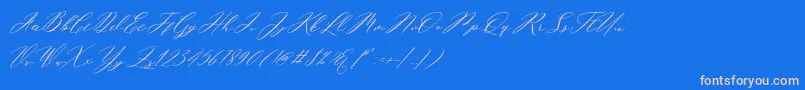 Miolleta Demo-Schriftart – Rosa Schriften auf blauem Hintergrund