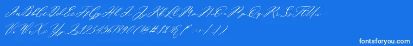 Miolleta Demo-Schriftart – Weiße Schriften auf blauem Hintergrund