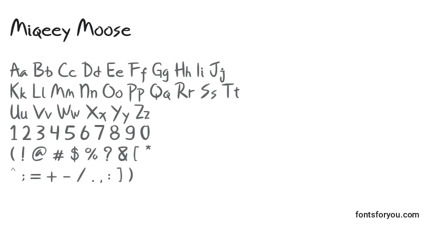 Schriftart Miqeey Moose – Alphabet, Zahlen, spezielle Symbole