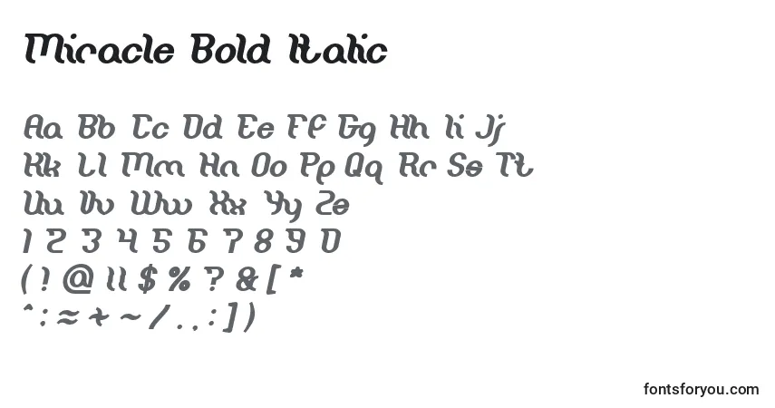 Fuente Miracle Bold Italic - alfabeto, números, caracteres especiales