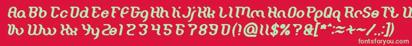 Fonte Miracle Bold Italic – fontes verdes em um fundo vermelho