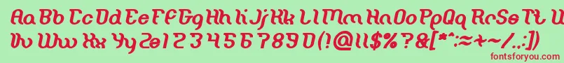 フォントMiracle Bold Italic – 赤い文字の緑の背景