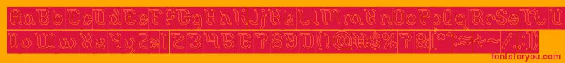 フォントMiracle Hollow Inverse – オレンジの背景に赤い文字