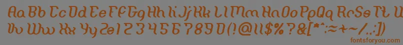 フォントMiracle Italic – 茶色の文字が灰色の背景にあります。