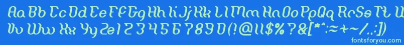 Fonte Miracle Italic – fontes verdes em um fundo azul