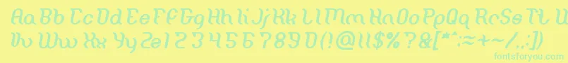Fonte Miracle Italic – fontes verdes em um fundo amarelo