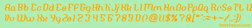 Miracle Italic-fontti – oranssit fontit vihreällä taustalla