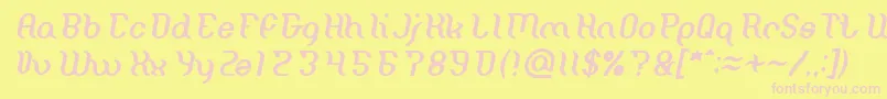 Miracle Italic Font – Pink Fonts on Yellow Background