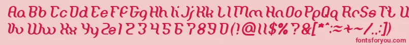 フォントMiracle Italic – ピンクの背景に赤い文字
