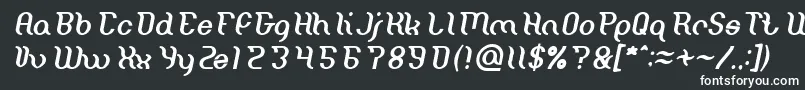 Czcionka Miracle Italic – białe czcionki na czarnym tle