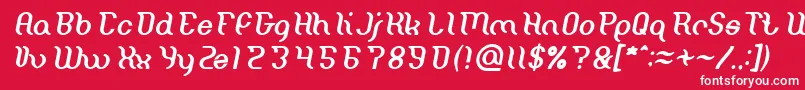 Fonte Miracle Italic – fontes brancas em um fundo vermelho