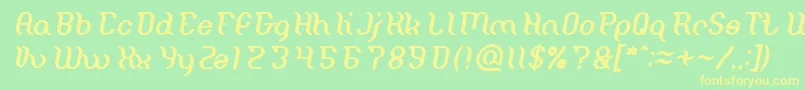 フォントMiracle Italic – 黄色の文字が緑の背景にあります