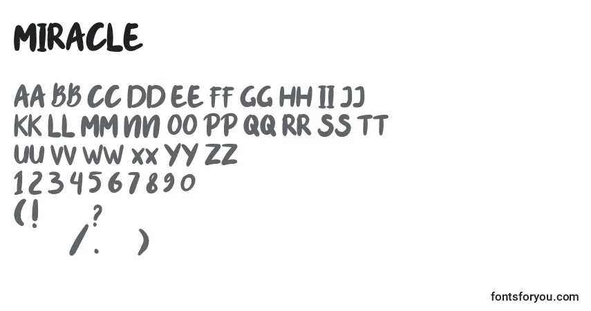 Schriftart Miracle (134438) – Alphabet, Zahlen, spezielle Symbole
