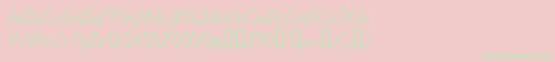 MIRAI    Font – Green Fonts on Pink Background