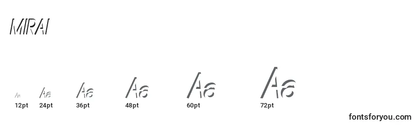 Размеры шрифта MIRAI    (134441)
