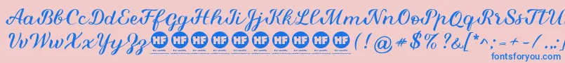 Miralight Demo-Schriftart – Blaue Schriften auf rosa Hintergrund