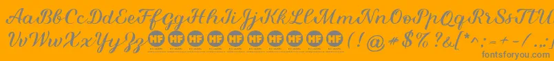 Miralight Demo-Schriftart – Graue Schriften auf orangefarbenem Hintergrund