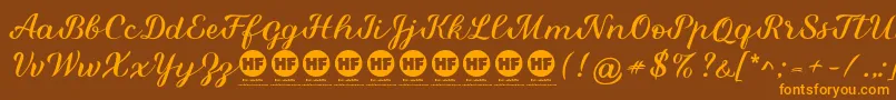 Miralight Demo-Schriftart – Orangefarbene Schriften auf braunem Hintergrund