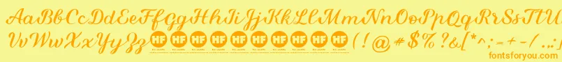 Miralight Demo-Schriftart – Orangefarbene Schriften auf gelbem Hintergrund