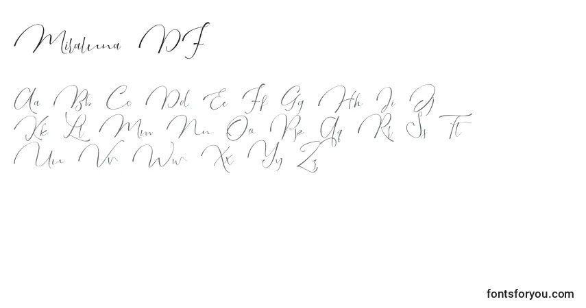 Miraluna DF Font – alphabet, numbers, special characters