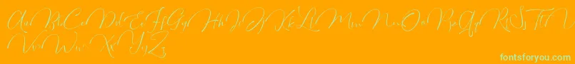 Miraluna DF-Schriftart – Grüne Schriften auf orangefarbenem Hintergrund