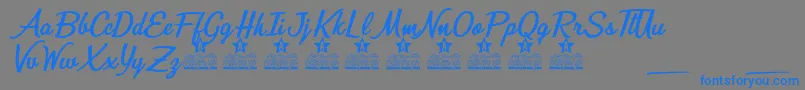 Czcionka Mirella Personal Use – niebieskie czcionki na szarym tle