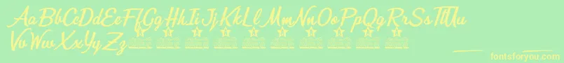 Mirella Personal Use-Schriftart – Gelbe Schriften auf grünem Hintergrund