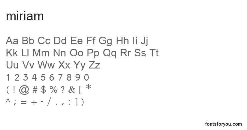 Schriftart Miriam (134446) – Alphabet, Zahlen, spezielle Symbole
