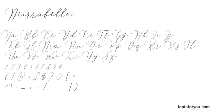 Шрифт Mirrabella – алфавит, цифры, специальные символы