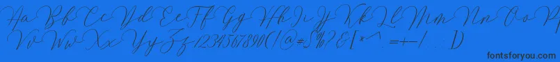 Mirrabella-Schriftart – Schwarze Schriften auf blauem Hintergrund