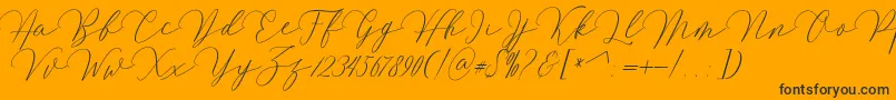 Mirrabella-Schriftart – Schwarze Schriften auf orangefarbenem Hintergrund