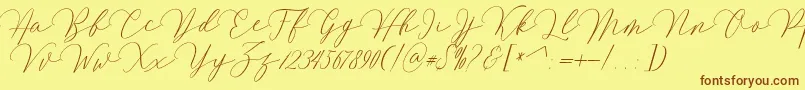 Mirrabella Font – Brown Fonts on Yellow Background