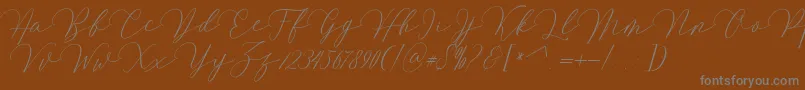 Mirrabella-fontti – harmaat kirjasimet ruskealla taustalla
