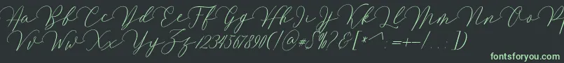 Mirrabella Font – Green Fonts on Black Background