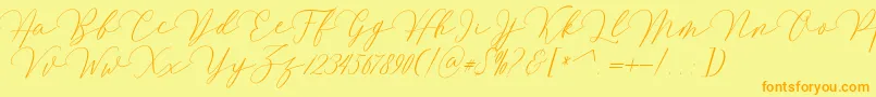 Mirrabella Font – Orange Fonts on Yellow Background